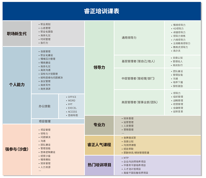 睿正咨询课程体系分为如下类别